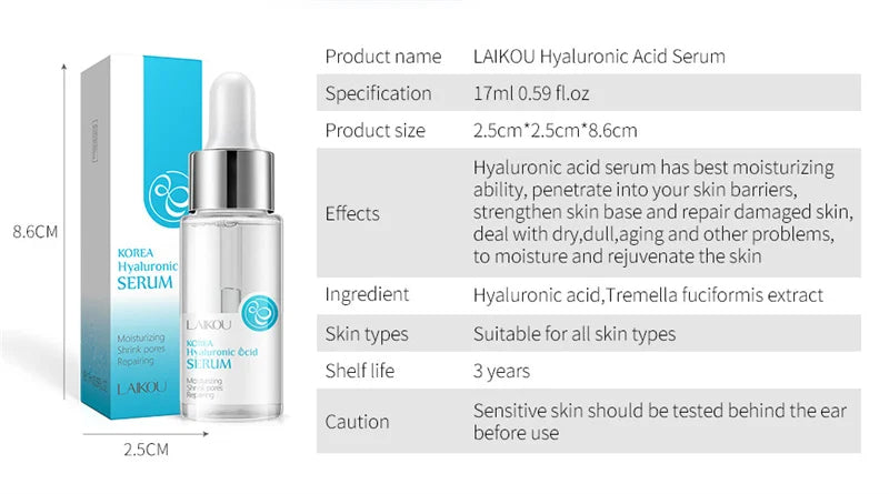 LAIKOU Korea Hyaluronic Acid Serum – Deep Hydration & Pore Repair Essence