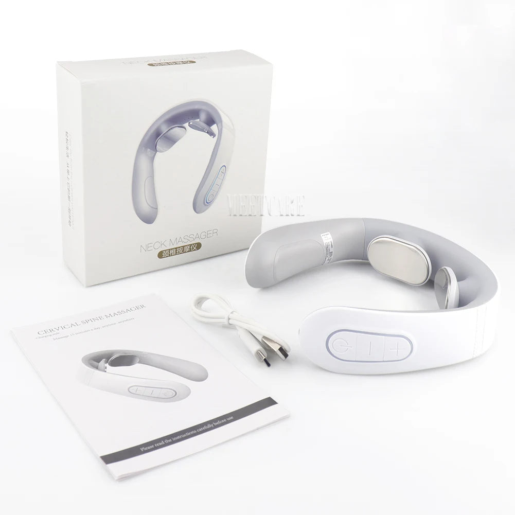 TENS Pulse Back Neck Massage Wireless Smart Sholder Cervical Massager Heating Relief Pain Muscle Punch Beating Health
