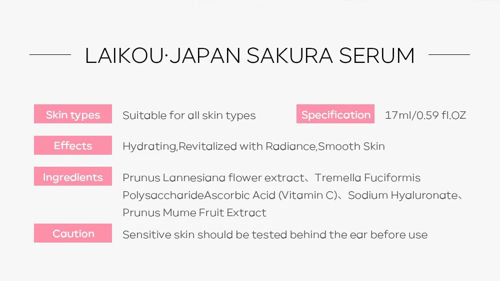 LAIKOU Japan Sakura Serum – Even Skin Tone, Hydration & Firming Essence