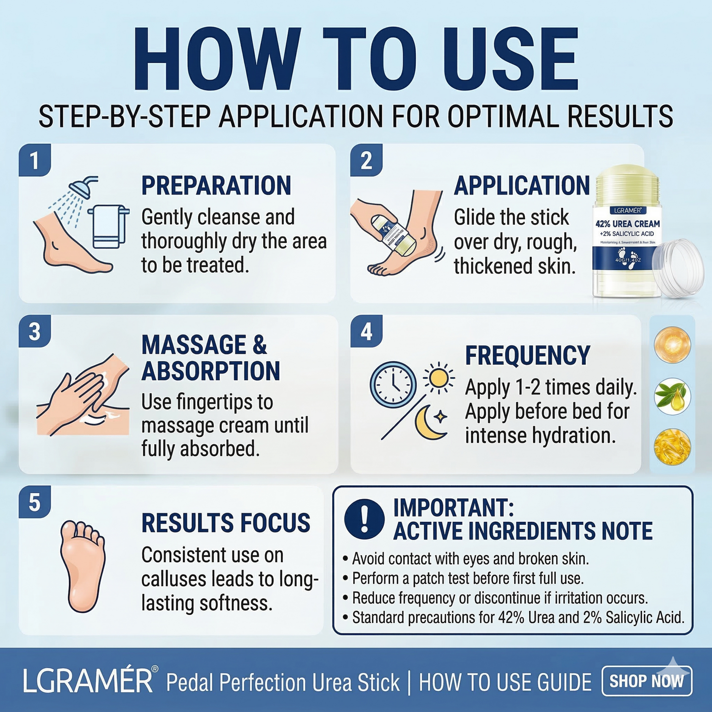 LGRAMÉR 42% Urea Repair Stick + 2% Salicylic Acid Foot & Callus Treatment