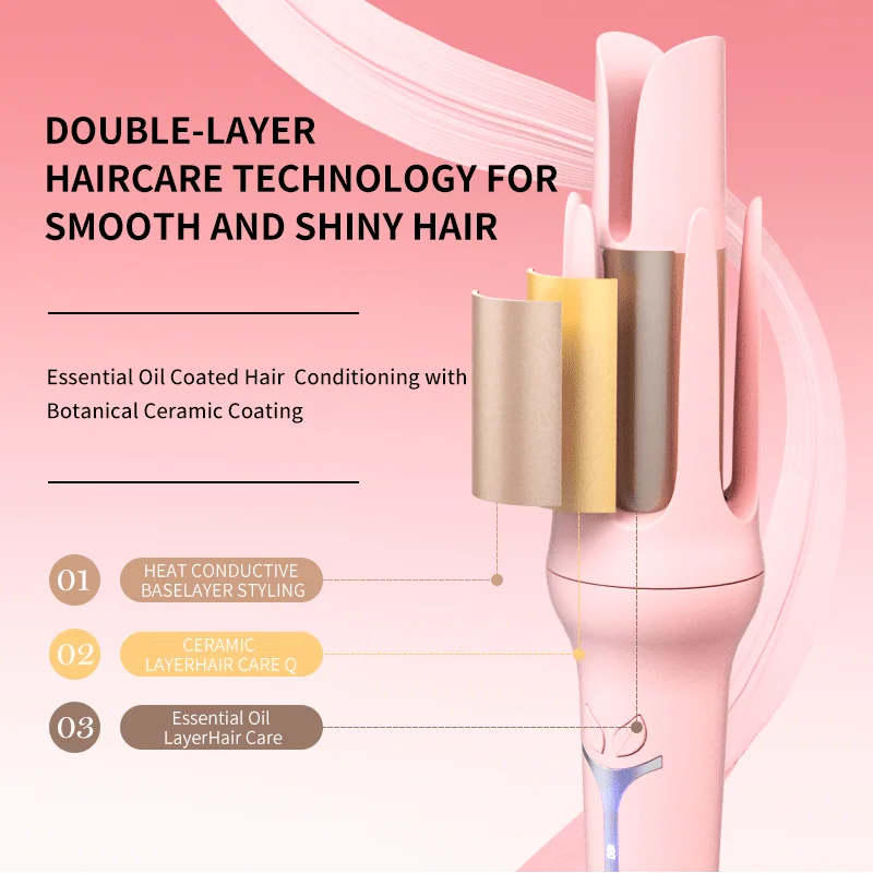 Luxury 32mm Automatic Curling Iron – Tourmaline Ceramic Rotating Hair Curler with Negative Ions, Anti-Scald Design, Dual Voltage & Gift Box Set