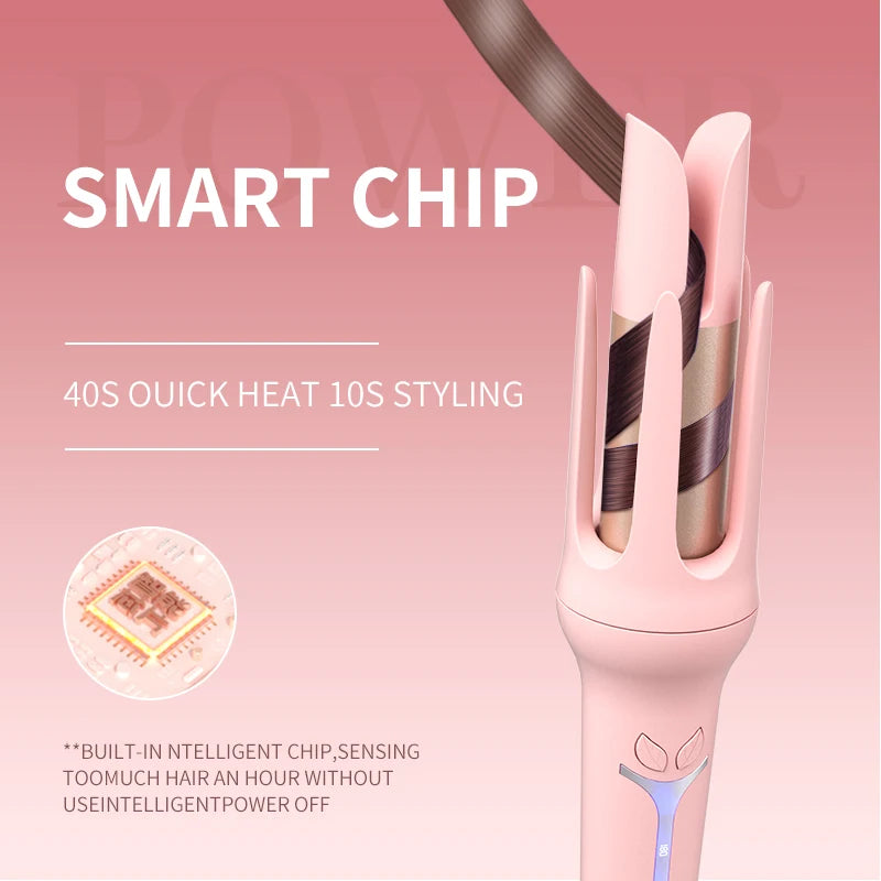 Luxury 32mm Automatic Curling Iron – Tourmaline Ceramic Rotating Hair Curler with Negative Ions, Anti-Scald Design, Dual Voltage & Gift Box Set