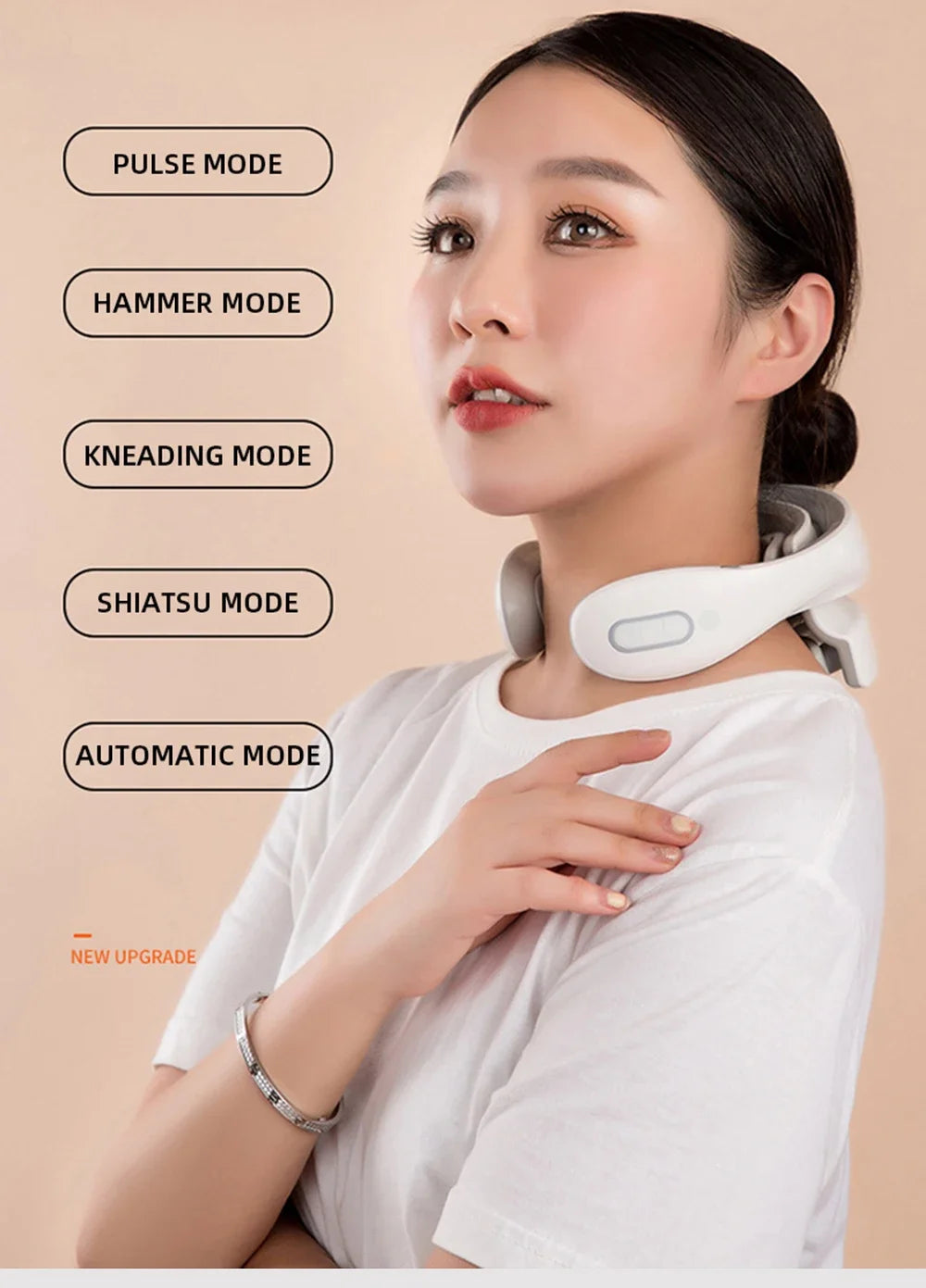 TENS Pulse Back Neck Massage Wireless Smart Sholder Cervical Massager Heating Relief Pain Muscle Punch Beating Health