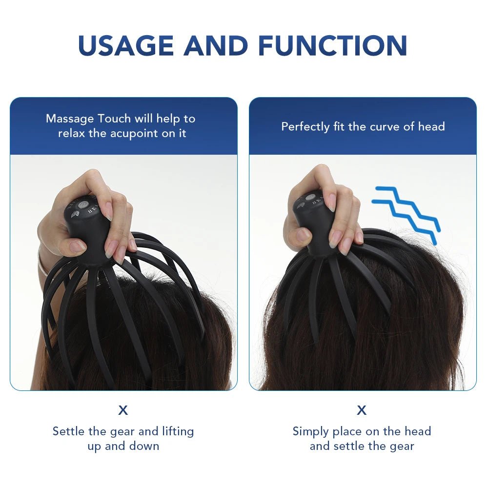 Intelligent Electric Octopus Head Massager Soul Extraction, Head Scratching Meridian Dredging, Scalp Massage And Relaxation Tool