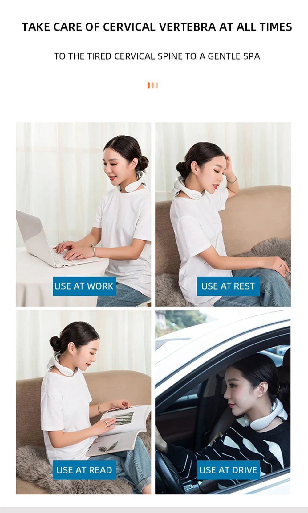 TENS Pulse Back Neck Massage Wireless Smart Sholder Cervical Massager Heating Relief Pain Muscle Punch Beating Health