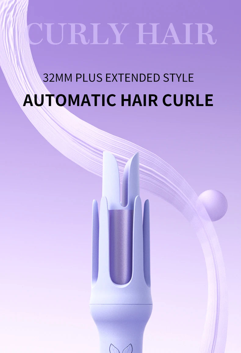 Luxury 32mm Automatic Curling Iron – Tourmaline Ceramic Rotating Hair Curler with Negative Ions, Anti-Scald Design, Dual Voltage & Gift Box Set