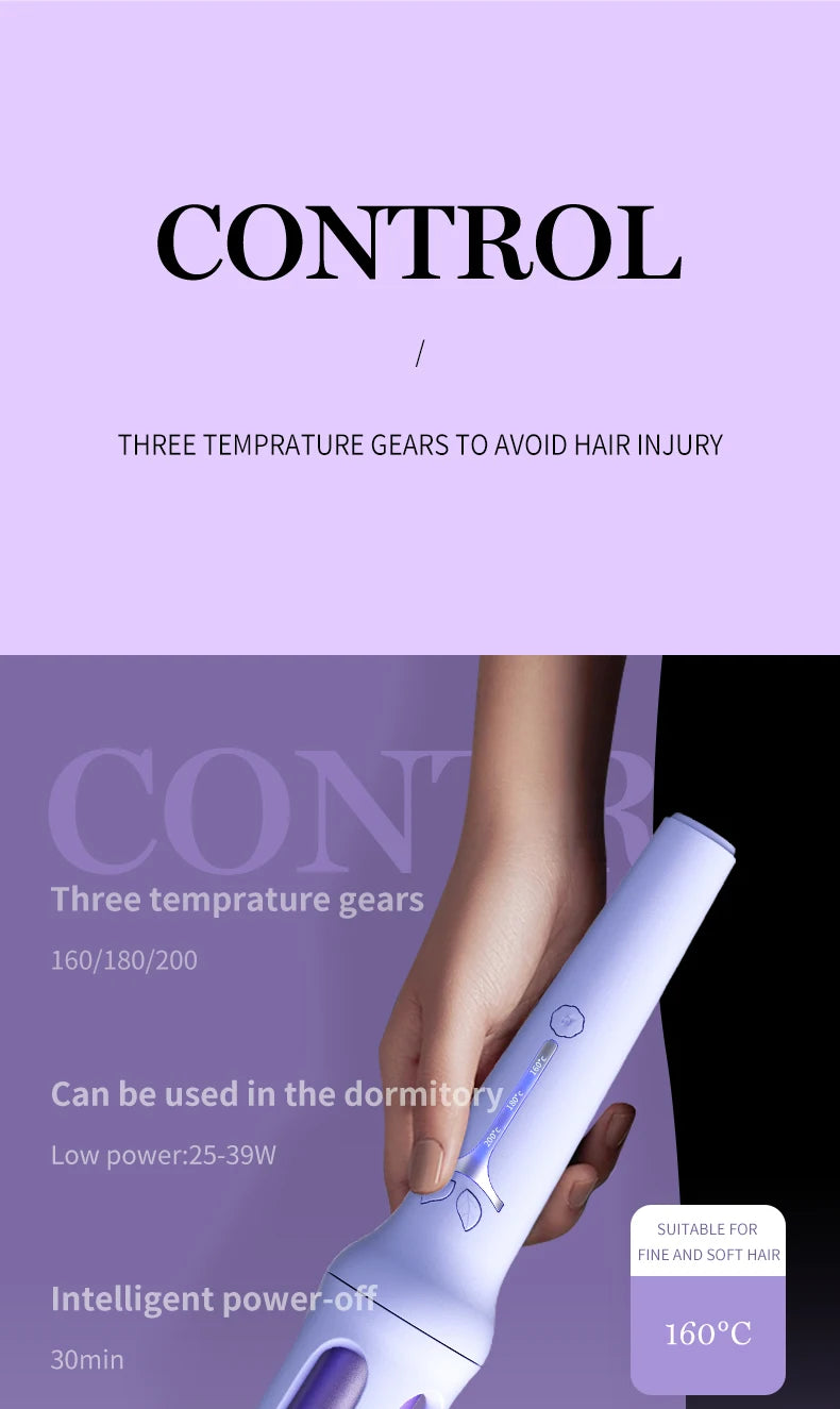 Luxury 32mm Automatic Curling Iron – Tourmaline Ceramic Rotating Hair Curler with Negative Ions, Anti-Scald Design, Dual Voltage & Gift Box Set