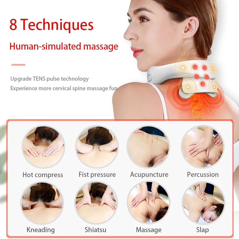 Upgraded Neck Smart Massager — TENS Pulse Therapy & 8D Simulated Techniques