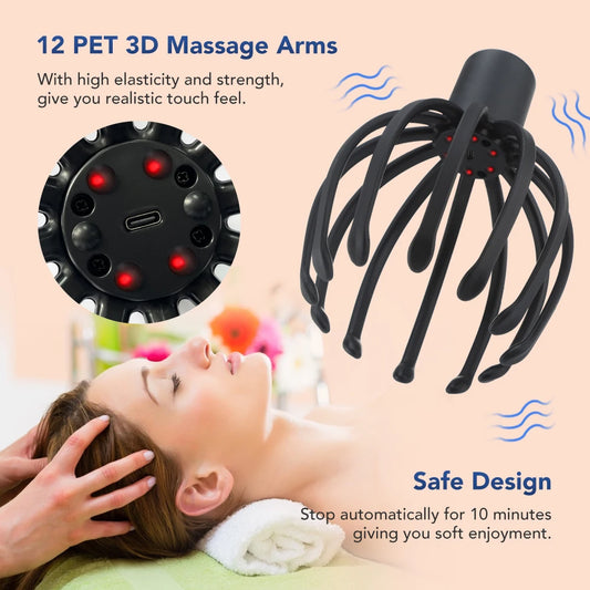 Intelligent Electric Octopus Head Massager Soul Extraction, Head Scratching Meridian Dredging, Scalp Massage And Relaxation Tool