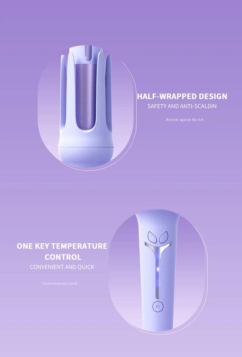 Luxury 32mm Automatic Curling Iron – Tourmaline Ceramic Rotating Hair Curler with Negative Ions, Anti-Scald Design, Dual Voltage & Gift Box Set