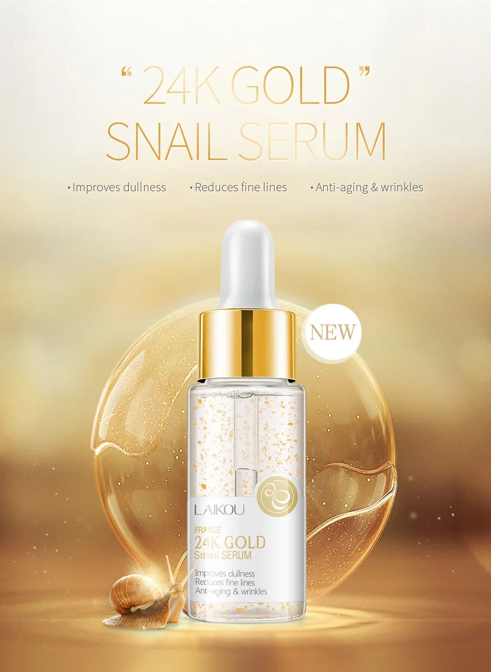 LAIKOU France 24K Gold Snail Serum