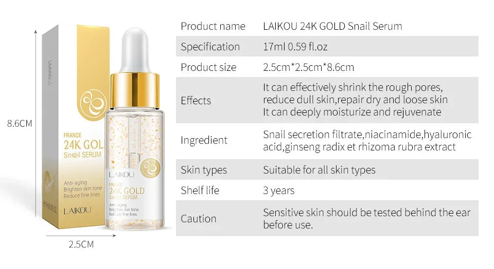 LAIKOU France 24K Gold Snail Serum