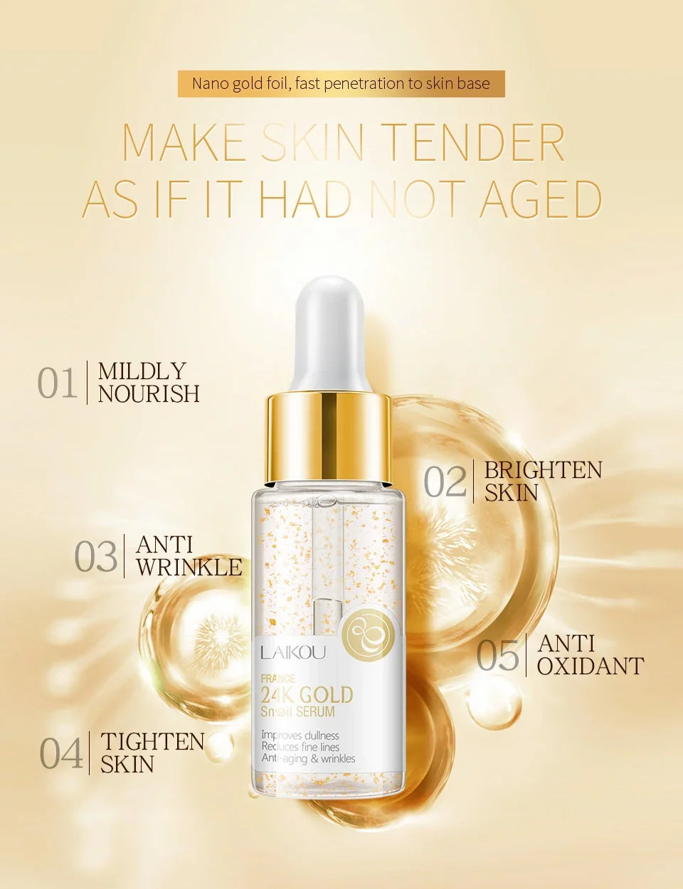 LAIKOU France 24K Gold Snail Serum