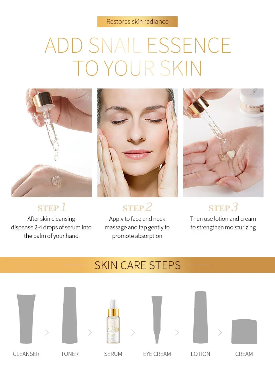 LAIKOU France 24K Gold Snail Serum