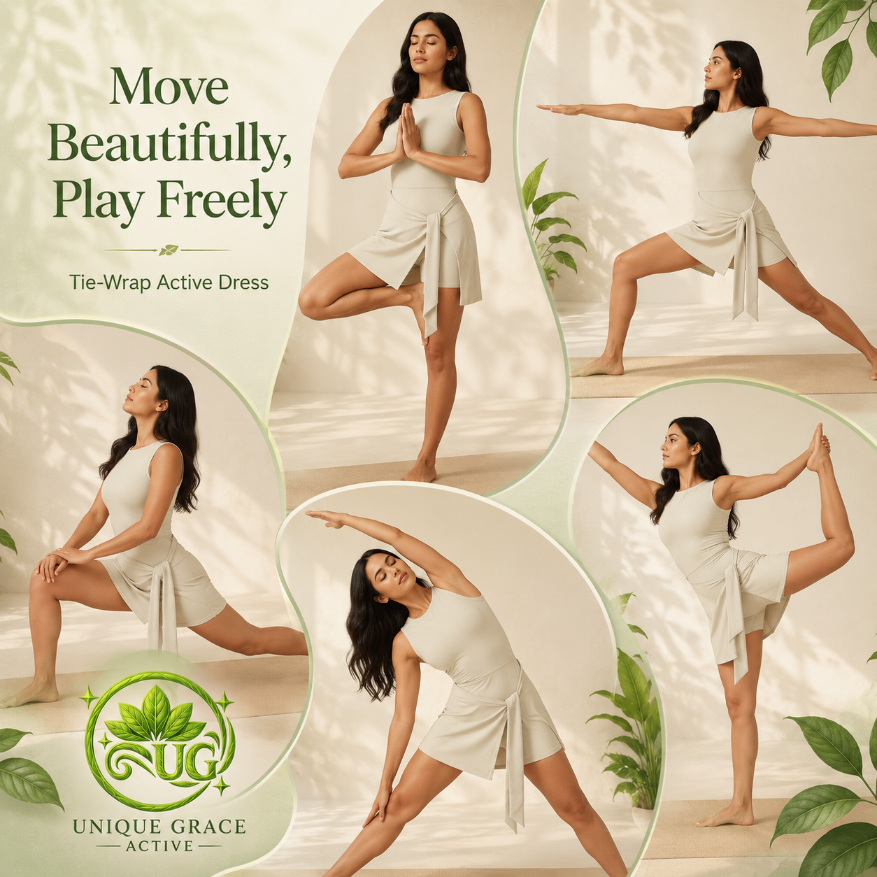 Tie-Wrap Active Dress with Built-In Shorts