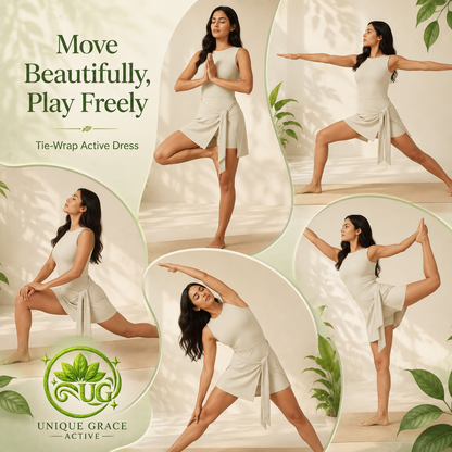 Tie-Wrap Active Dress with Built-In Shorts