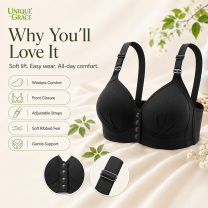 Soft Ribbed Wireless Push Up Bra High Elastic Front Buckle 3D Cups Breathable Comfort No Steel Ring Sizes M-XXXL