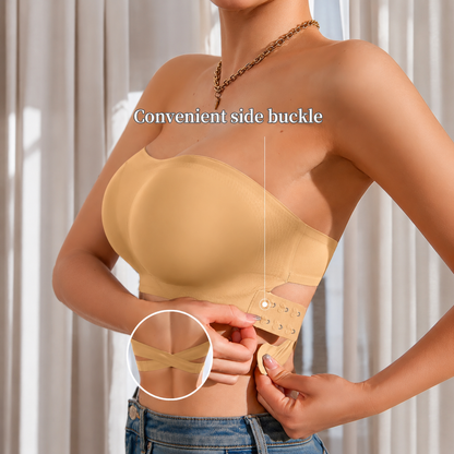Wireless Strapless Side-Buckle Bra – Seamless Anti-Slip Support