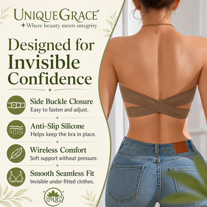Wireless Strapless Side-Buckle Bra – Seamless Anti-Slip Support