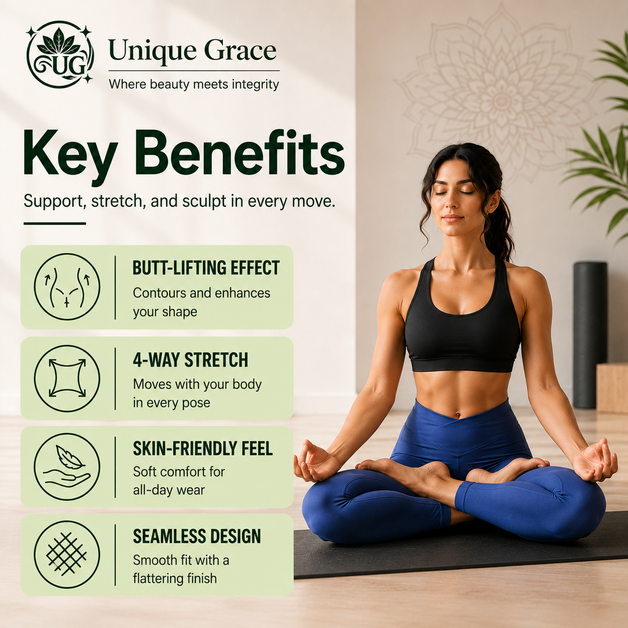 Seamless Butt-Lifting Yoga Leggings with Cross Waistband