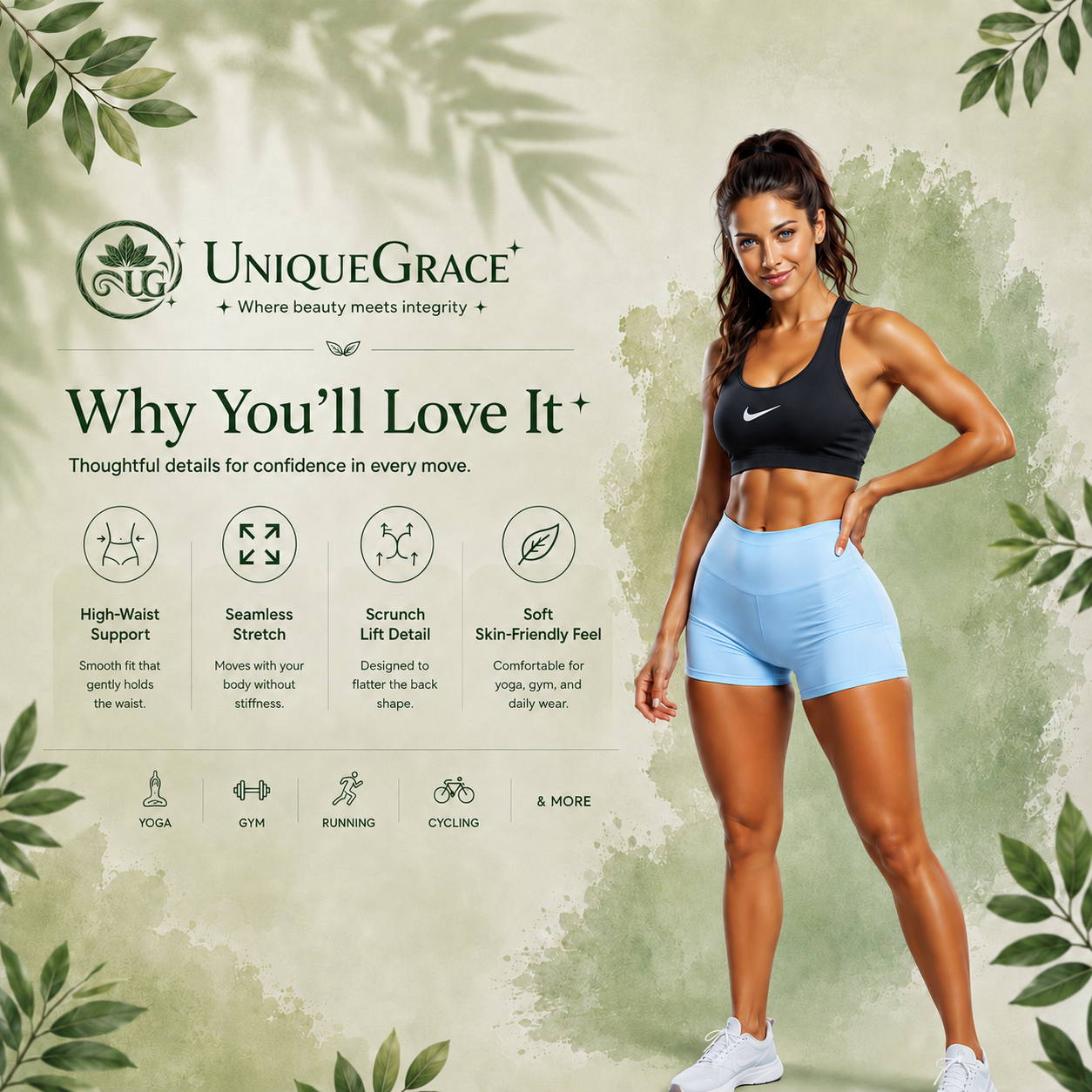 High-Waist Scrunch Yoga Shorts | Seamless Fitness Shorts