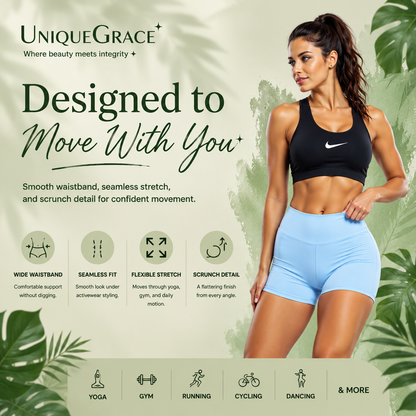 High-Waist Scrunch Yoga Shorts | Seamless Fitness Shorts