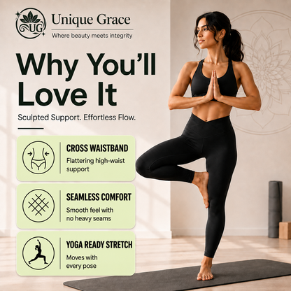 Seamless Butt-Lifting Yoga Leggings with Cross Waistband