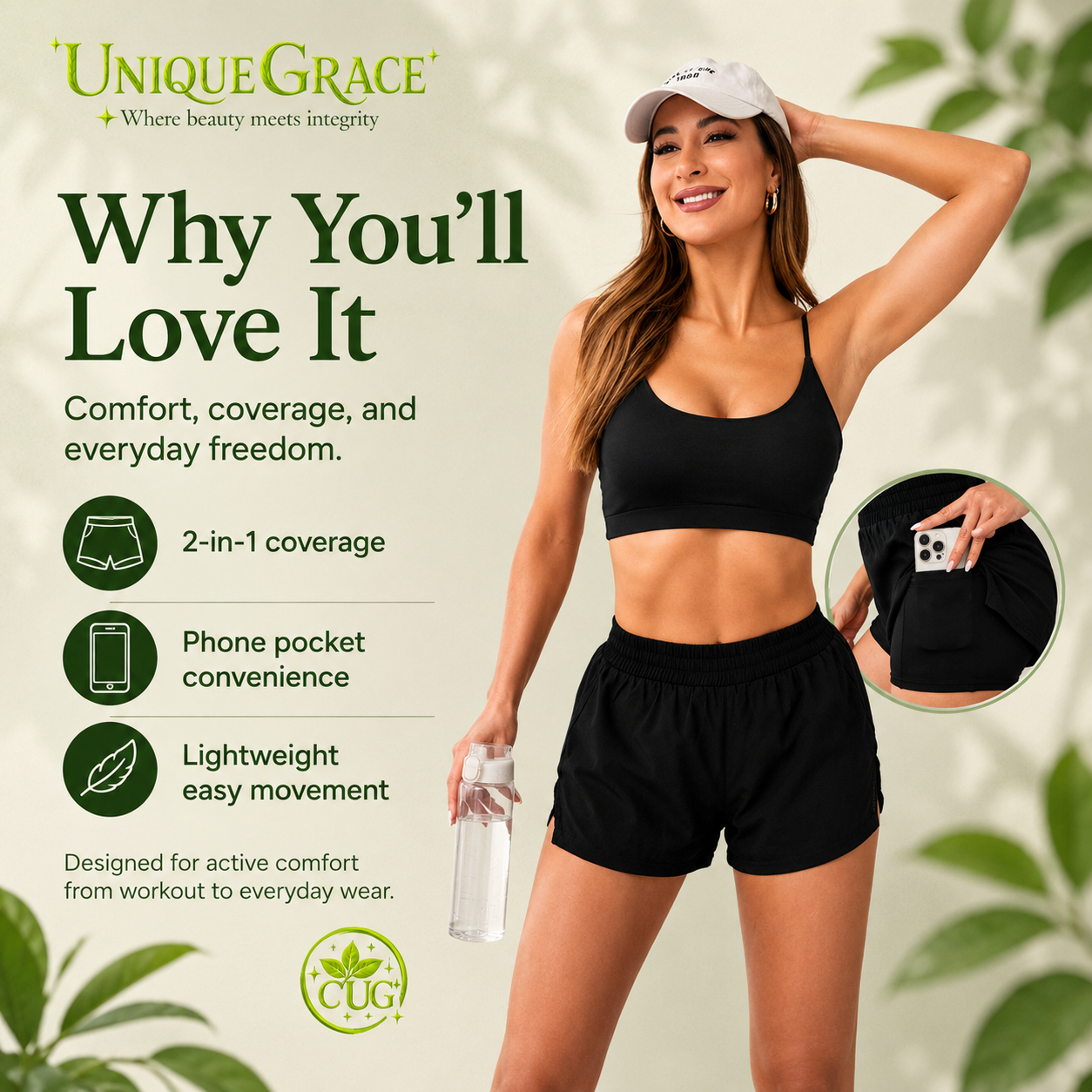 Women’s 2-in-1 High Waist Training Shorts with Pocket