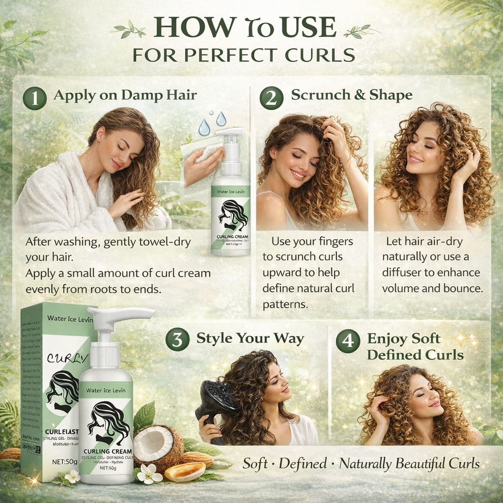 Curly Hair Elastin, Curl Defining Cream for Wavy Hair, Hair Enhancer Moisturizing, Curl Boost Defining Cream Hair Repairing Bounce, for Frizz Control & Color Treated, Curl Moisturizer