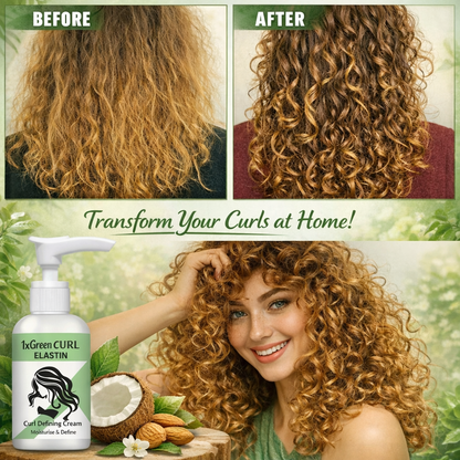 Curly Hair Elastin, Curl Defining Cream for Wavy Hair, Hair Enhancer Moisturizing, Curl Boost Defining Cream Hair Repairing Bounce, for Frizz Control & Color Treated, Curl Moisturizer