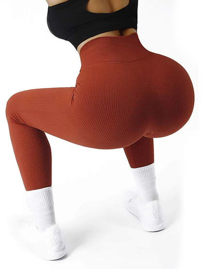 Ribbed High-Waist Seamless Yoga Leggings