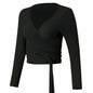 Women’s Long Sleeve Yoga Wrap Top – Slim Fit Pilates Shirt