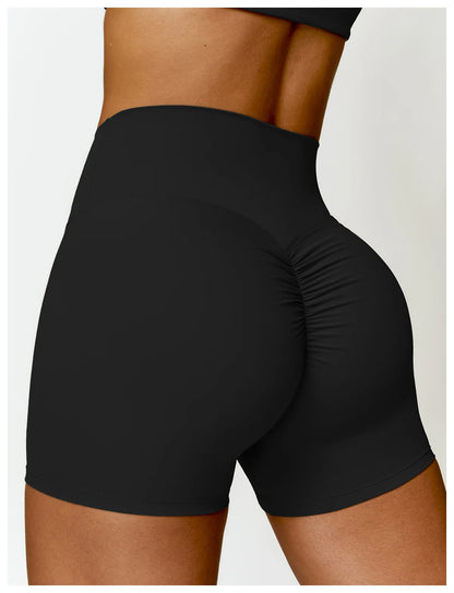 High-Waist Scrunch Yoga Shorts | Seamless Fitness Shorts