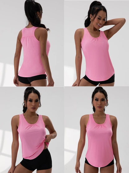 FlowSoft Gathered-Neck Yoga Tank Top