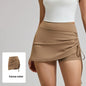 Ruched High-Waist Yoga Skirt with Built-In Safety Shorts