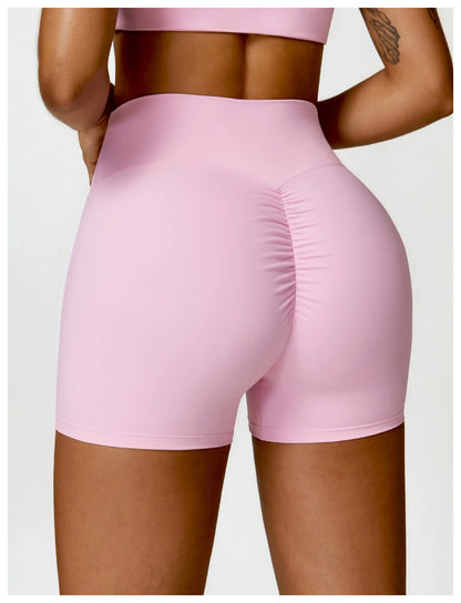 High-Waist Scrunch Yoga Shorts | Seamless Fitness Shorts