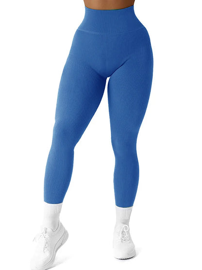 Ribbed High-Waist Seamless Yoga Leggings