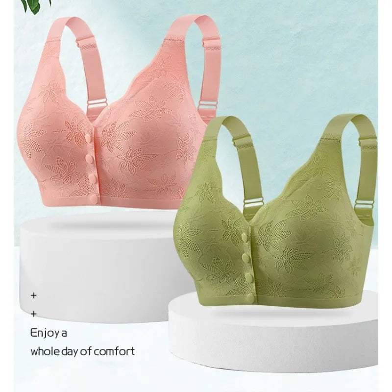 Floral Lace Front-Closure Comfort Bra | M–4XL