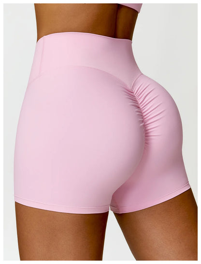 High-Waist Scrunch Yoga Shorts | Seamless Fitness Shorts