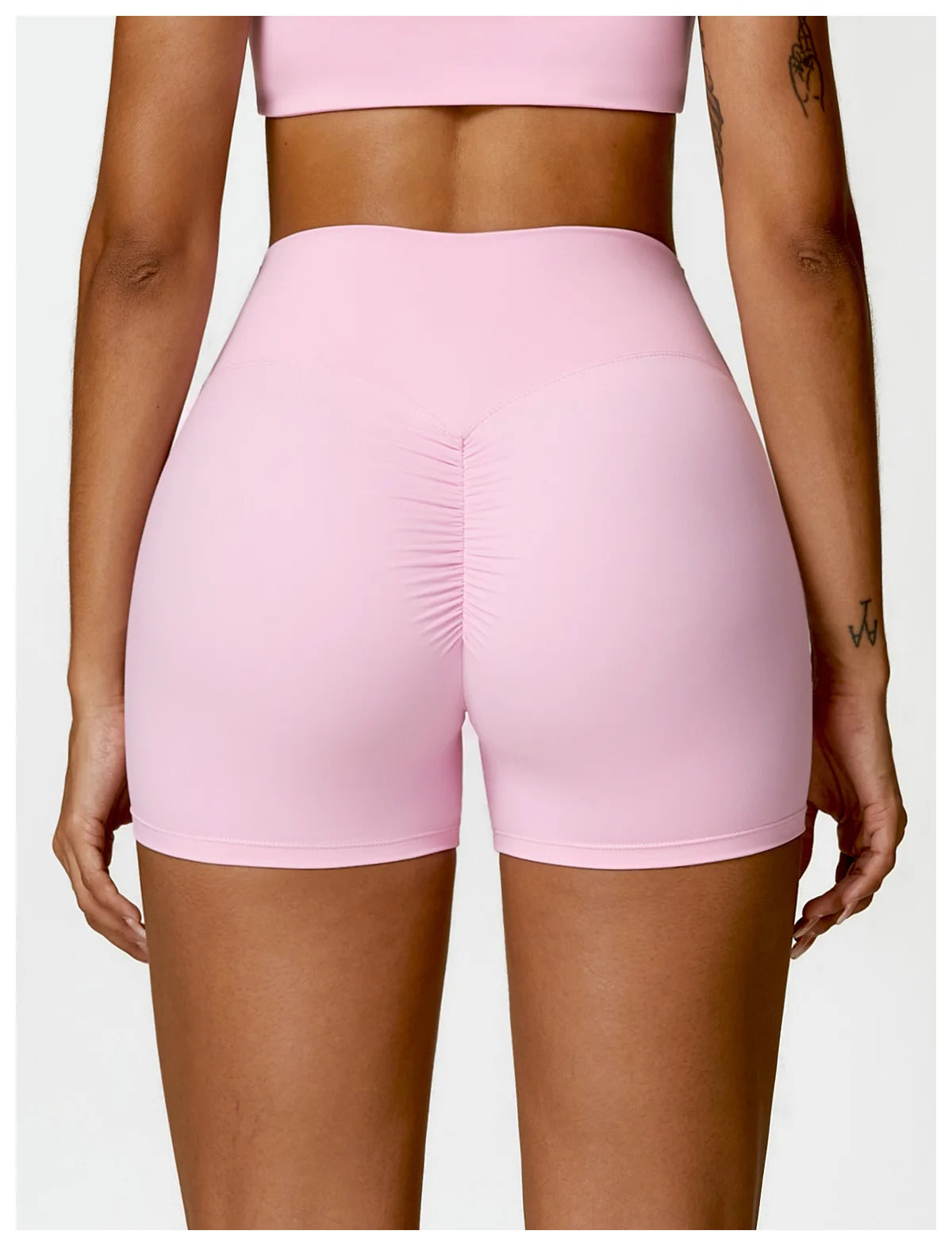 High-Waist Scrunch Yoga Shorts | Seamless Fitness Shorts
