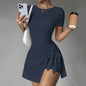 Tie-Wrap Active Dress with Built-In Shorts