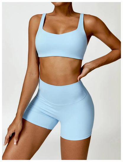 High-Waist Scrunch Yoga Shorts | Seamless Fitness Shorts