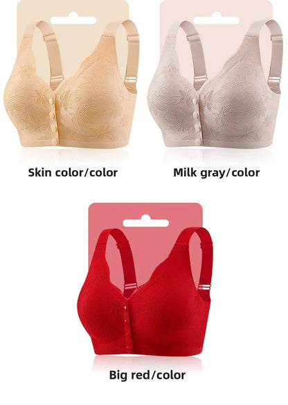 Floral Lace Front-Closure Comfort Bra | M–4XL