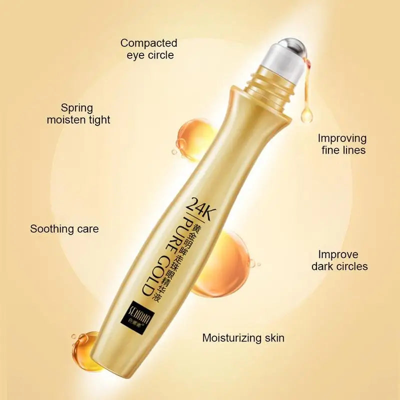 24K Gold Helle Eye Roller Augen Creme Feuchtigkeitsspendende Feuchtigkeitsspendende Augen Serum Augen Pflege Augenringe Entfernung Anti Auge Taschen 15ml L2P8