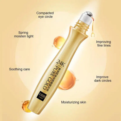 24K Gold Helle Eye Roller Augen Creme Feuchtigkeitsspendende Feuchtigkeitsspendende Augen Serum Augen Pflege Augenringe Entfernung Anti Auge Taschen 15ml L2P8