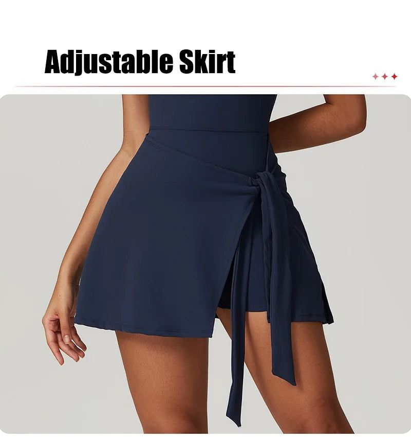 Tie-Wrap Active Dress with Built-In Shorts