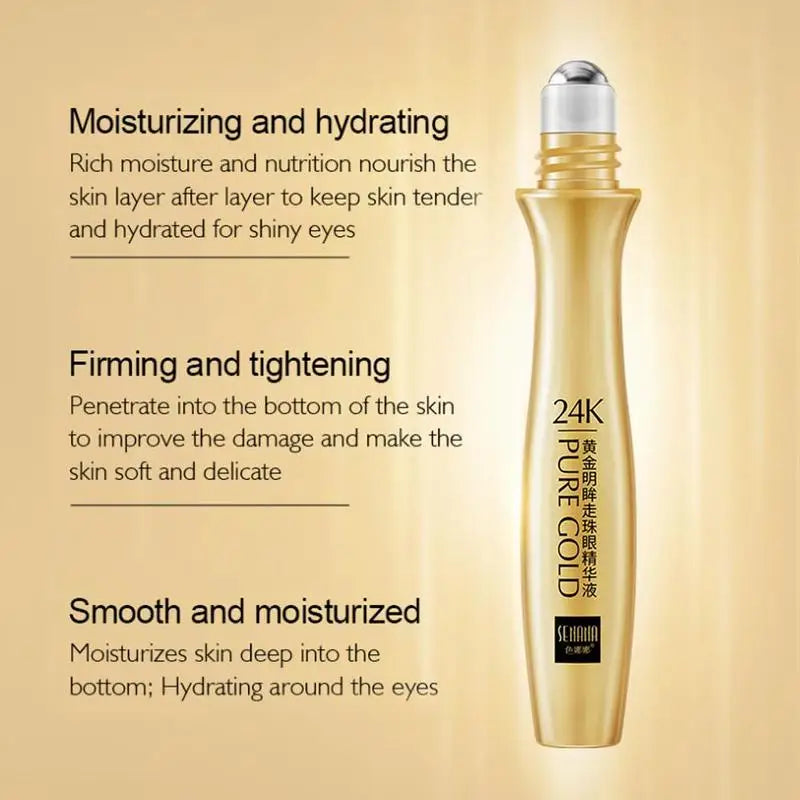 24K Gold Helle Eye Roller Augen Creme Feuchtigkeitsspendende Feuchtigkeitsspendende Augen Serum Augen Pflege Augenringe Entfernung Anti Auge Taschen 15ml L2P8