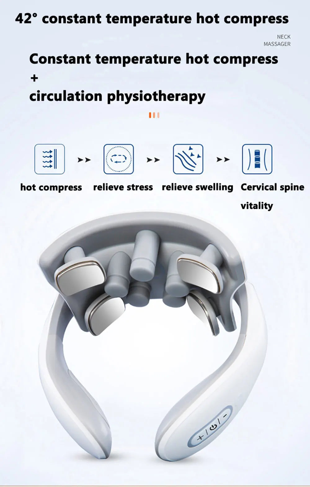 Upgraded Neck Smart Massager — TENS Pulse Therapy &amp; 8D Simulated Techniques