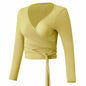 Women’s Long Sleeve Yoga Wrap Top – Slim Fit Pilates Shirt