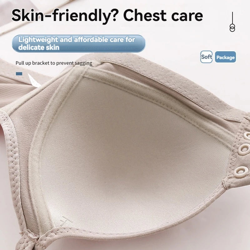Soft Ribbed Wireless Push Up Bra High Elastic Front Buckle 3D Cups Breathable Comfort No Steel Ring Sizes M-XXXL